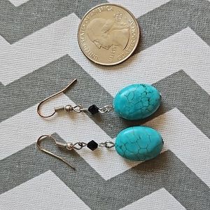 Turquoise and black stone earrings